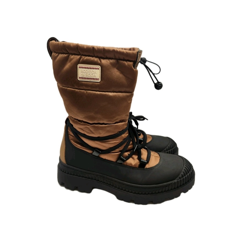 Scotch & Soda Women's Winter Boots‎ Size 8.5 US EU 40 Brown Black Lace Up Snow